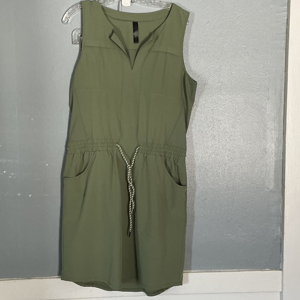 Kyodan Outdoors Sports Women s Green Mini Shift Drawstring Dress Sz L